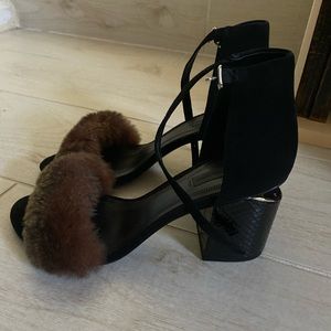 Alexander Wang fur strap heels